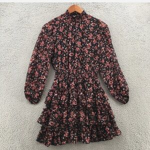 Floral Black and Pink Women's Dress